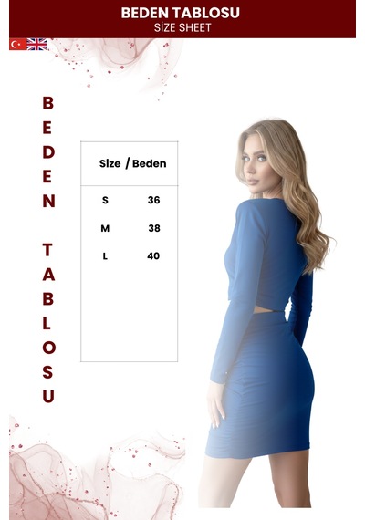 Zedefx Kadın Bel Dekolte Detaylı Elbise Mavi