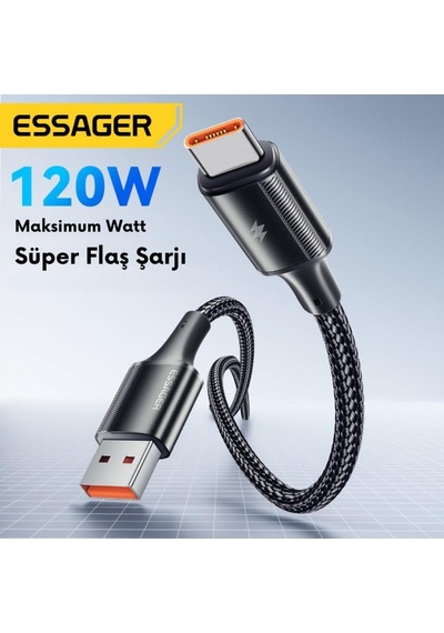 1 Metre 6a 120w Mega Hızlı Usb To Type C Şarj Data Kablosu, Akım,ısı Korumalı, Güçlü Kablo