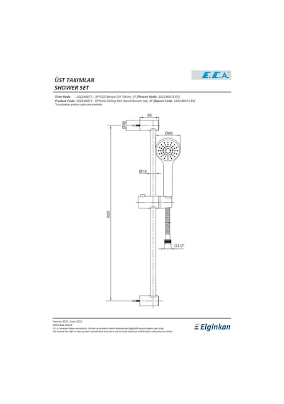 Eca Spylos 102146071 Hareketli Sürgülü Duş Seti Krom