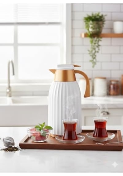 Kastel Serisi 1.5 Litre Cam Termos Açık Beyaz
