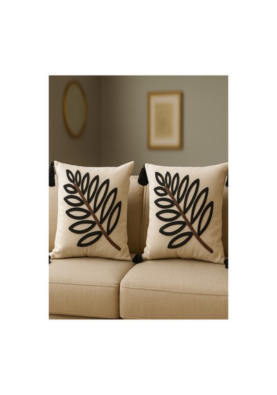 Raschel Home 2 Adet Set Saçaklı Yumuşak Punch İşlemeli Kırlent Yastık Kılıfı Terletmez 2 Adet 43x43 Çok Renkli