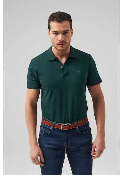 D's Damat Ds Damat Regular Fit Haki Pike Dokulu %100 Pamuk Kıvrılmaz Polo Yaka Nakışlı T-Shirt 4HC14ORT51000 Haki