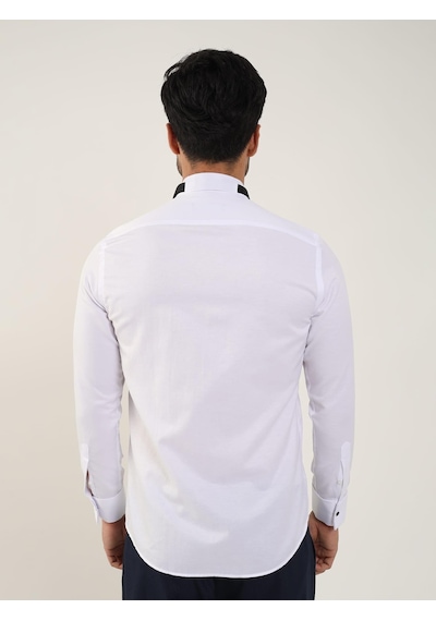 Dufy Beyaz Erkek Slim Fit Düz Ata Yaka Uzun Kol Gömlek - 89394-beyaz Beyaz