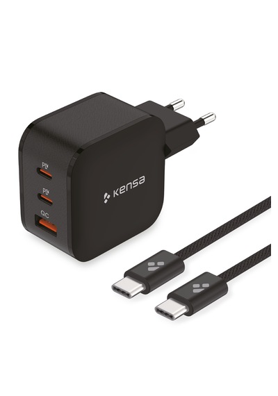 80w Çift Portlu Usb-c Girişli Akıllı Hızlı Şarj Adaptör Kablo Seti - Pd Ve Qc Destekli
