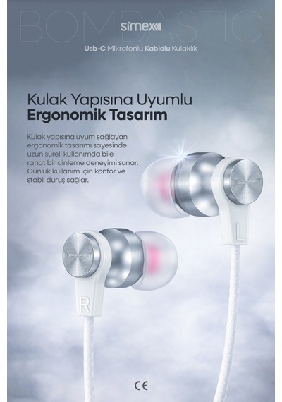 Simex İphone 17-16-15 Serileri Uyumlu Tak Çalıştır - İphone Samsung Redmi Type-c Kablolu Kulaklık Spd-04 Diğer