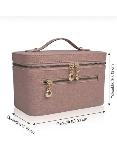 Aynalı Makyaj Çantası - Seyahat Organizer Kozmetik Çantası Ebat 21x15x13