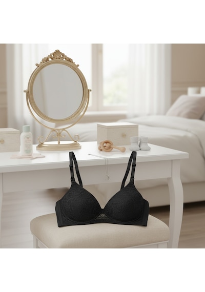 Bonbon Kadın Dantelli Siyah Renk Emzirme Sütyeni Bb2733