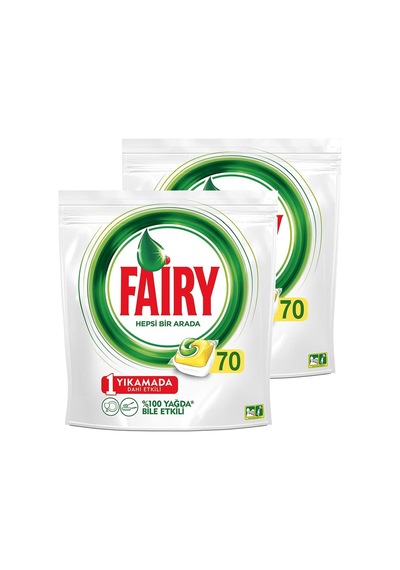 Hepsi Bir Arada 140 Yıkama Bulaşık Makinesi Deterjanı Kapsülü, Limon Kokulu 70 X 2