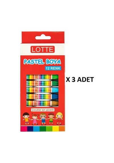 Lotte Pastel Boya 12 Renk X 3 Adet Karışık