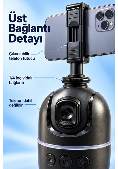 Yatay Ve Dikey Çekim İçin Yüz Takipli Telefon Tutucu - Lisinya Belirtilmemiş