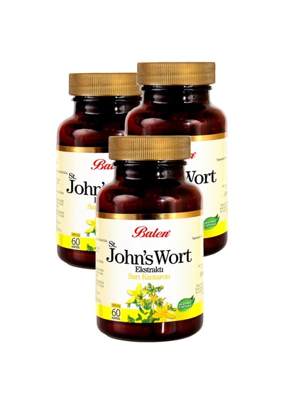 Balen Sarı Kantaron Ekstraktı Kapsül St. John's Wort 375mg X 60 Kapsül 3 Kutu