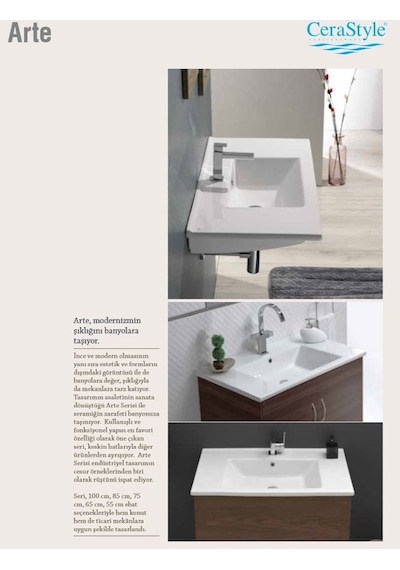 Turkuaz Seramik Cerastyle Arte Lavabo Mini 55CM Sifonsuz