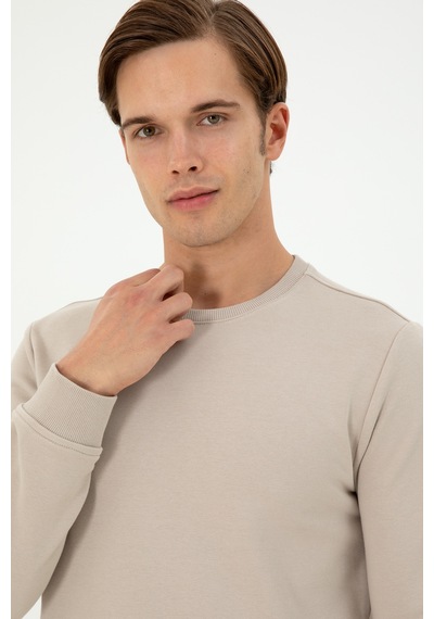 U.S. Polo Assn. Erkek Regular Fit Bisiklet Yaka Taş Sweatshirt 50293471-VR049