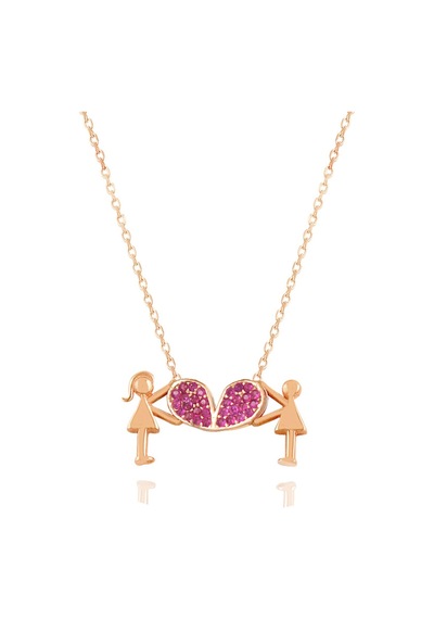 Brezza Lusso Jewelry Kalp Tutan Aşıklar Kolyesi Kadın Gümüş Kolye 42 CM