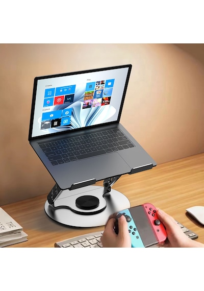 Lenyes Cr190 360 Derece Dönebilen Katlanabilir Laptop Standı Gümüş