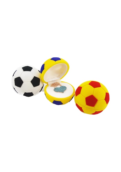 925 Ayar Gümüş Zirkon Taşlı Kadife Futbol Topu Kutusunda Kalpli Kolye Gümüş