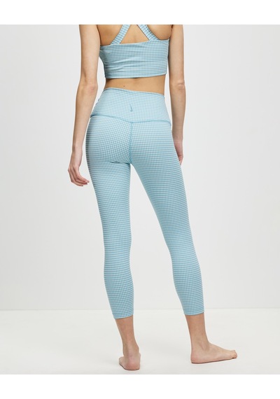 Nike Women's Dri-fıt Gingham Cropped Yoga Leggings Da1092-134 Kadın Spor Tayt Açık Mavi