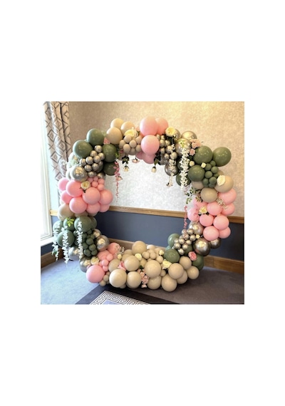 Krom Beyaz Altın Küf Yeşili Deniz Kumu Ve Makaron Pembe Balon Zinciri 100 Adet Mix