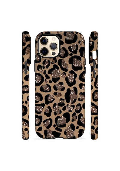 Velvoria Valestra Simli Leopar Apple iPhone Uyumlu 12 Pro Max Darbe Korumalı Kılıf Valestra Select - Simli Leopar