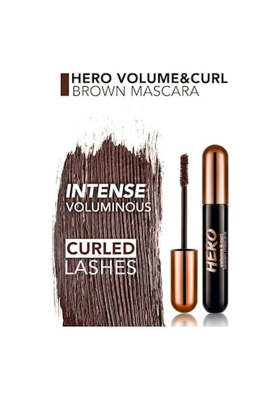 Tr Kıvrım Ve Hacim Veren Maskara Suya Dayanıklı Kahverengi - Hero Volume &amp Curl Mascara-8682536093569 Genel