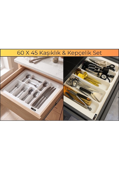 60x45 Cm. Beyaz Kaşıklık Ve Kepçelik 2'li Set 59x41cm E Kadar Kesilebilir