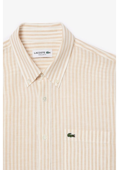 Lacoste Men's Regular Fit Yellow Shirt Standart Kesim Erkek Keten Gömlek Sarı