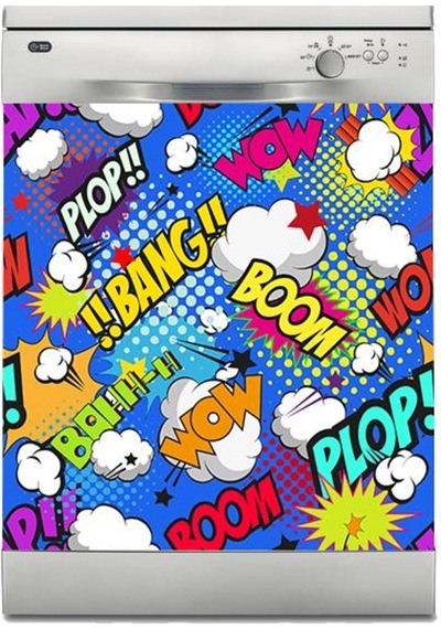 Bulaşık Makinesi Sticker Kaplama Beyaz Eşya Kaplama Bang Boom