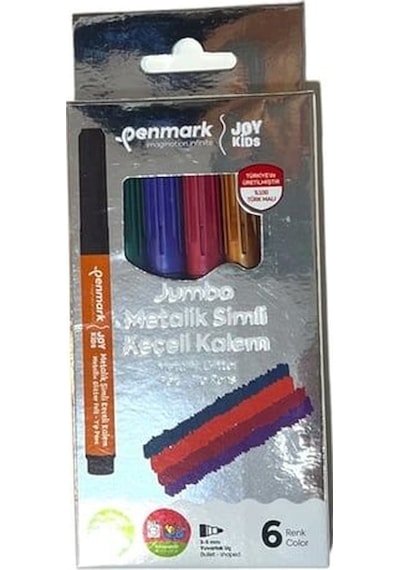 Penmark Süper Yıkanabilir Metalik Simli Jumbo Keçeli Kalem 6lı Set Hs707