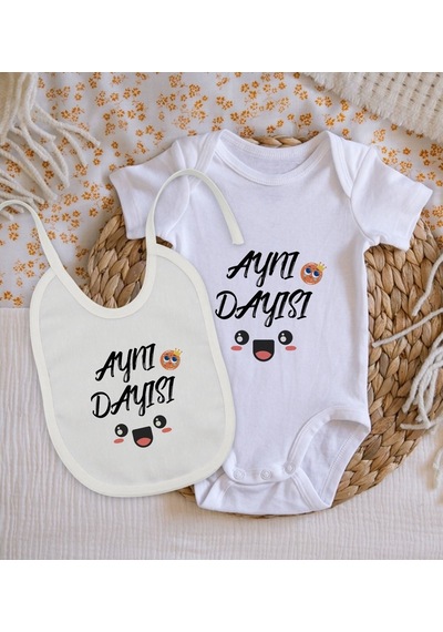 Bitmeyenkartus Bk Kids Aynı Dayısı Tasarımlı Bebek Body Zıbın Ve Mama Önlüğü Hed Çok Renkli