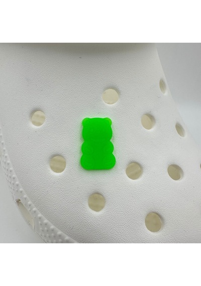 Crocs Terlik Süsü Ve Aksesuarı , Çanta Süsü Jibbitz Hribo Ayıcık Şeffaf Alt 04 Görsel Figür Aksesuar Neon Yeşil