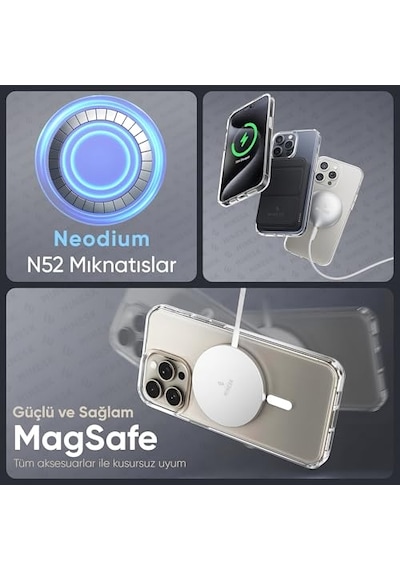 Ayrex İle Uyumlu Magsafe Manyetik Mat Sio Arka Kapak Şok Emici Bumper Çizilmeye Dayanıklı Kaymaz Kablosuz Şarj Dest
