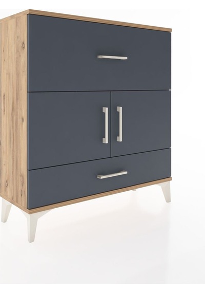 Arges Şifonyer 2 Raflı 2 Çekmeceli 2 Kapaklı 88x30x96 Çam-ant... Çam