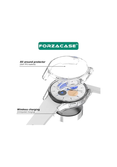 Forzacase Samsung Galaxy Uyumlu Watch 7 44mm İle Önü Kapalı Ekran Korumalı Silikon Kılıf Fc010 Siyah