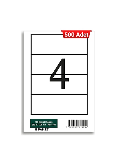Herboy Hb-1404 210 X 74,25 Mm A4 Laser Etiket 500 Adet
