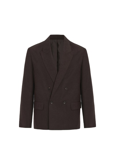 Antioch Relax Fit Keten Karışımlı Erkek Blazer Ceket Kahve
