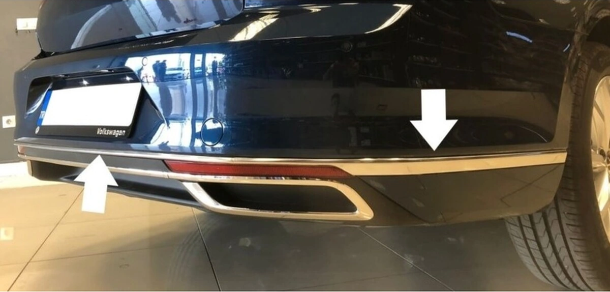 Ueskrom Passat B8.5 Arka Tampon Çıtası Krom 3 Parça Sd / Sw 2019 - 2023 Arası Modeller İçin