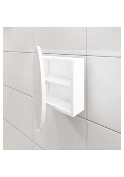 Oval Aynalı Lavabo Üstü Banyo Dolabı - Beyaz Beyaz