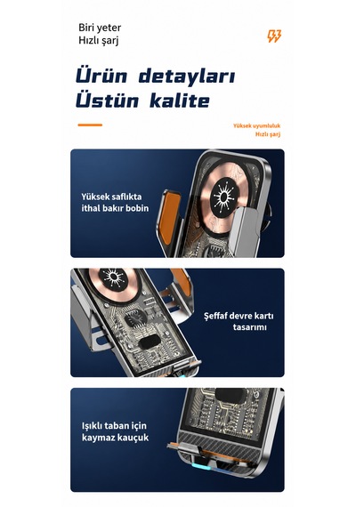 15w Kablosuz Araç Şarj Cihazı Otomatik Sensörlü Telefon Tutucu Magsafe Uyumlu 1