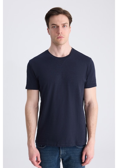 Twn Slim Fit Lacivert Düz %100 Pamuklu T-shirt 4ec1447011072 101