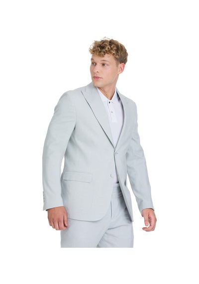 Hatemoğlu Mavi Slim Fit Sivri Yaka Keten Takım Elbise 33715 Mavi