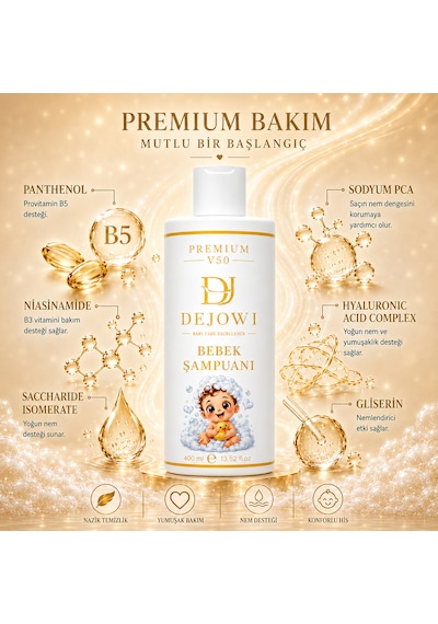 Dejowi V50 Premium Nem ve Vitamin Destekli Hassas Bebek Şampuanı 400 Ml
