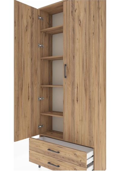 Arges Dolap 5 Raflı 2 Çekmeceli 2 Kapaklı 88x30x221 Çam-çam Atlas Çam
