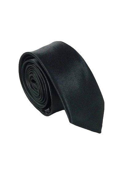 Tezzgelsin Erkek Saten Ince 4 Cm Kravat Siyah
