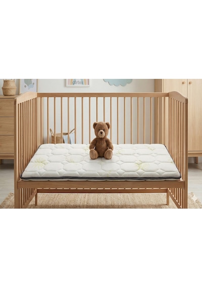 5Cm Aloe Süngerli Bebek Çocuk Beşik Yatağı 70x110 Park Yatak Oyun Parkı Yatağı