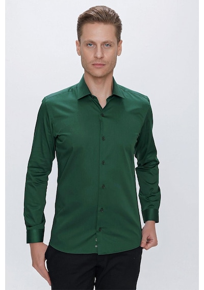 Efor Gk 669 Slim Fit Yeşil Klasik Gömlek Yeşil