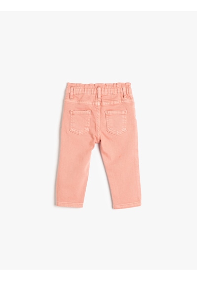 Koton Pantolon Cepli Pamuklu Beli Lastikli Pembe 4wmg40004ad Gül