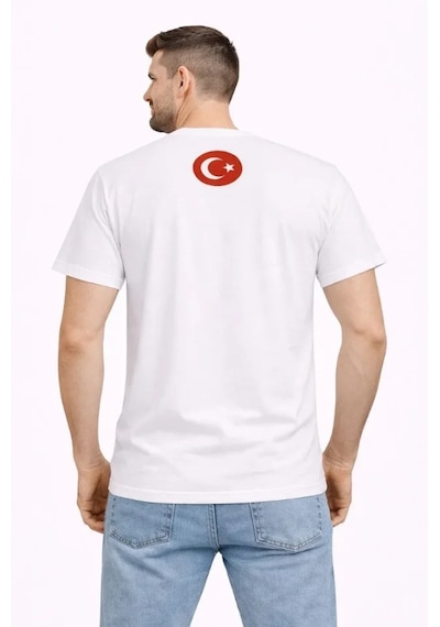 Modi Green Erkek Türkiye Baskılı Tişört Ay Yıldız 2026 Dünya Kupası Taraftar Beyaz
