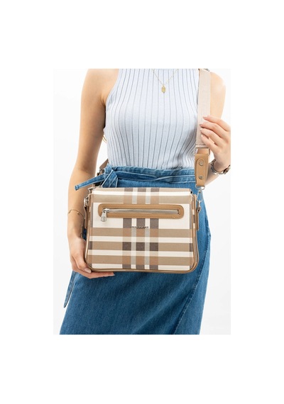 Just Polo Kadın Ekose El Ve Omuz Çantası 6011mh Vizon Kum