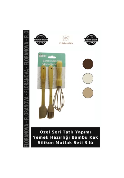 Özel Seri Tatlı Yapımı Yemek Hazırlığı Bambu Kek Silikon Mutfak Seti 3'lü Diğer