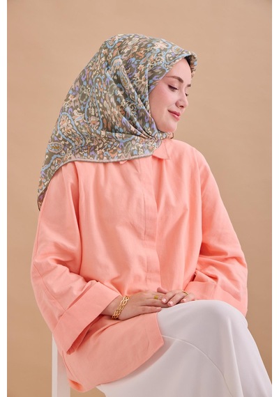 Silk Home Twill İpek Eşarp 11478-26 Sisli Yeşil, Bebe Mavi, Somon, Taş